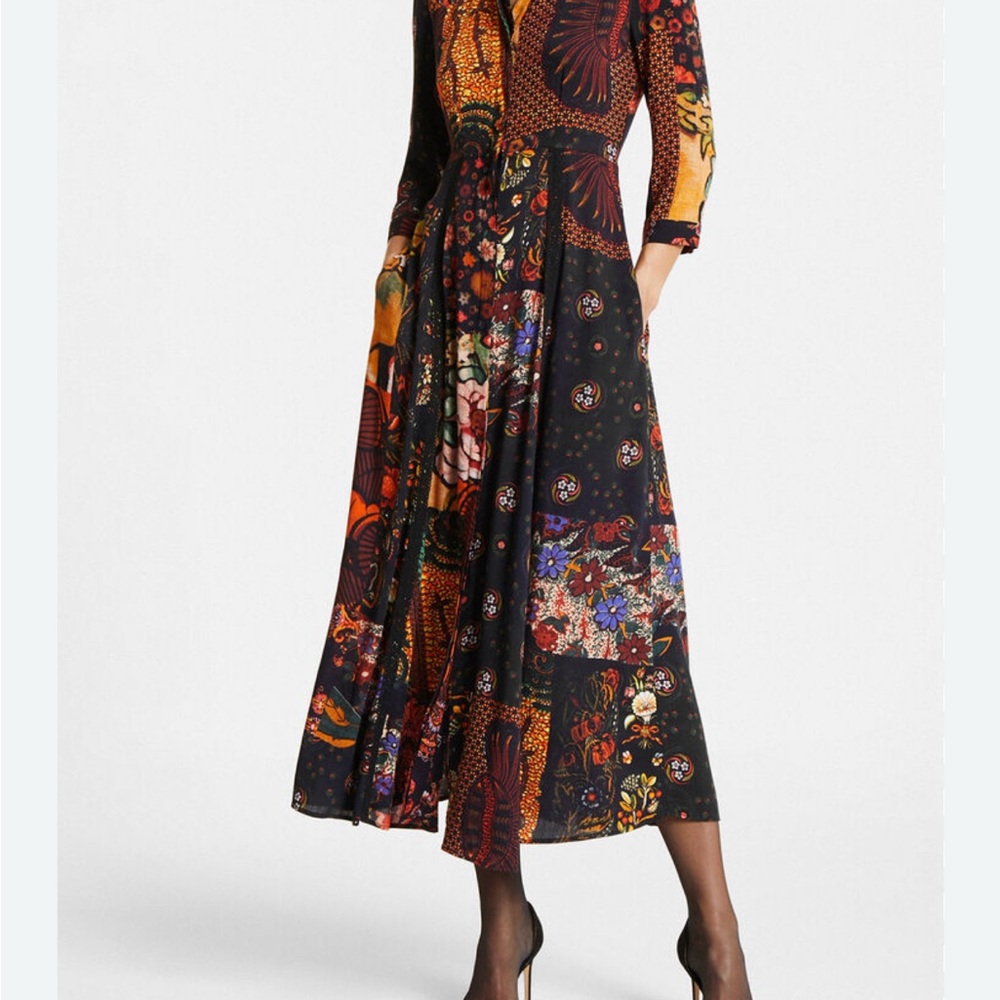Desigual Orange Brown Maxi Boho Dress